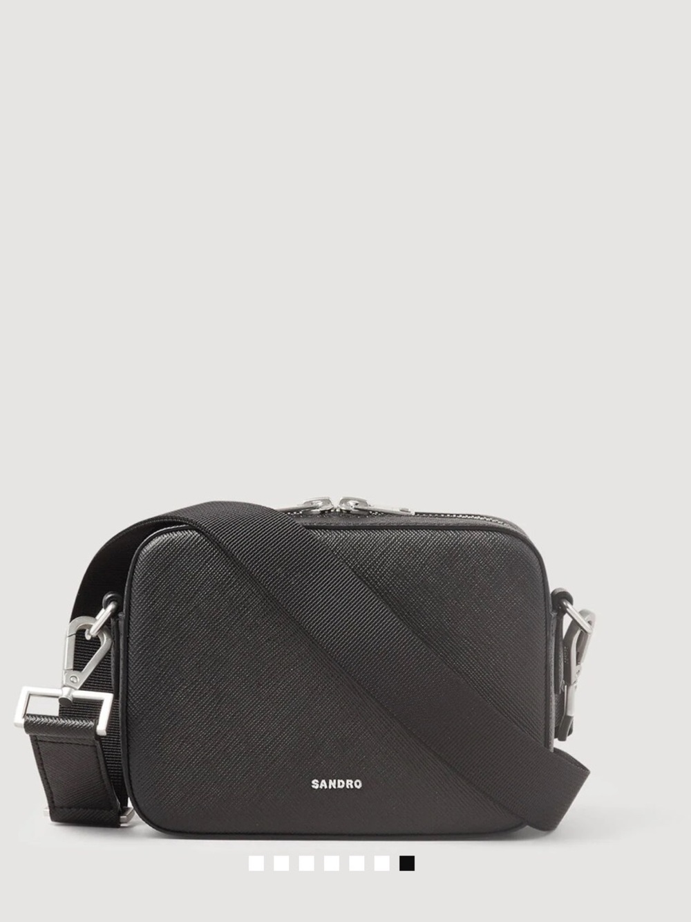Sandro Paris NWT Textured Leather Crossbody Camera Bag Deep Navy. Minimalist